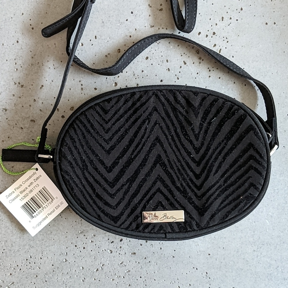 Vera Bradley Black Zebra Flock Crossbody